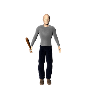 Bald3 D Character Holding Bat PNG Image