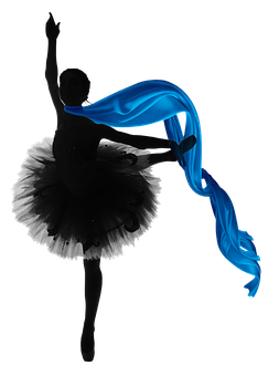 Ballet Dancer Blue Silk Ribbon PNG Image