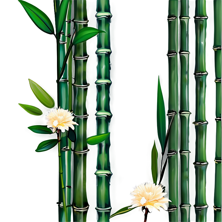 Bamboo And Flower Border Png Cqo19 PNG Image