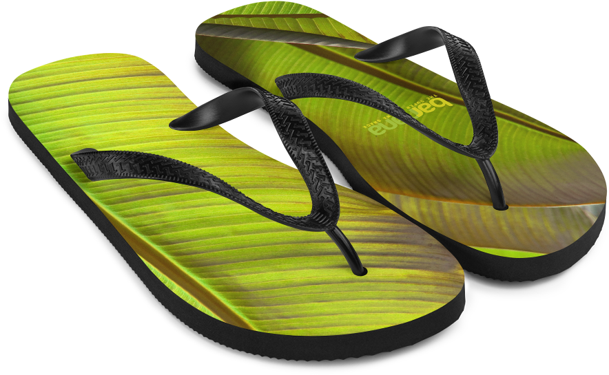 Banana Leaf Print Flip Flops PNG Image