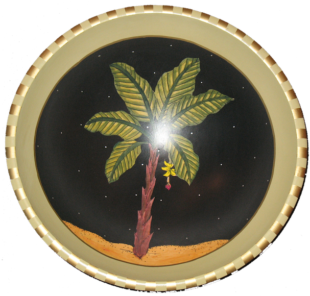 Banana Tree Night Plate Design PNG Image