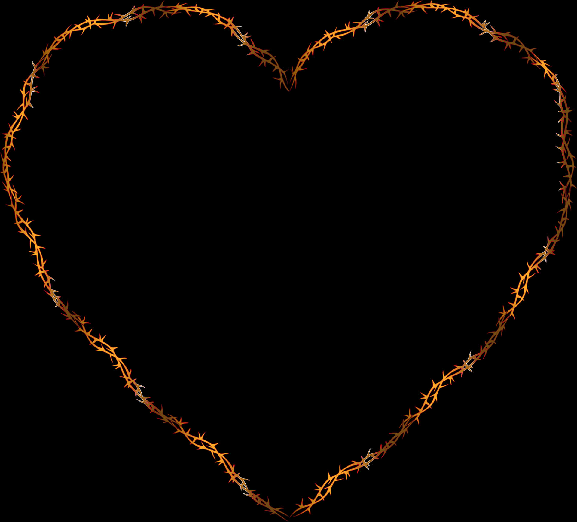 Barbed Wire Heart Outline PNG Image