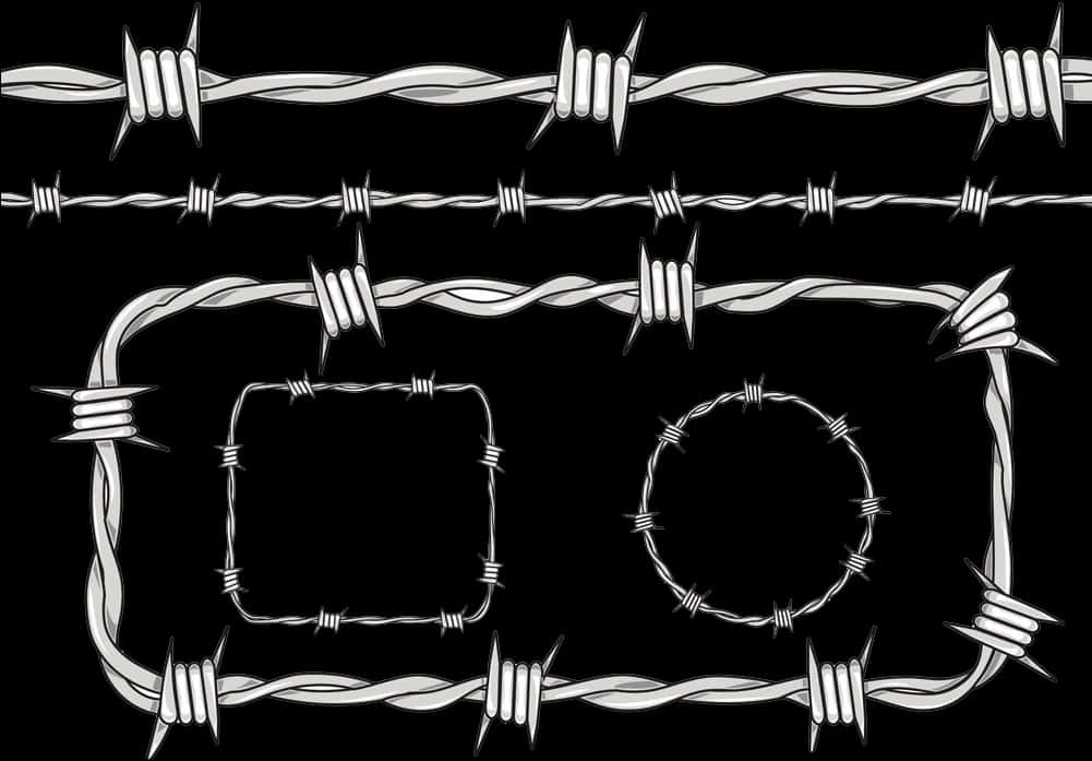 Barbed Wire Variations Graphic PNG Image