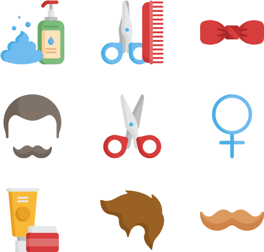 Barber Shop Essentials Icons PNG Image