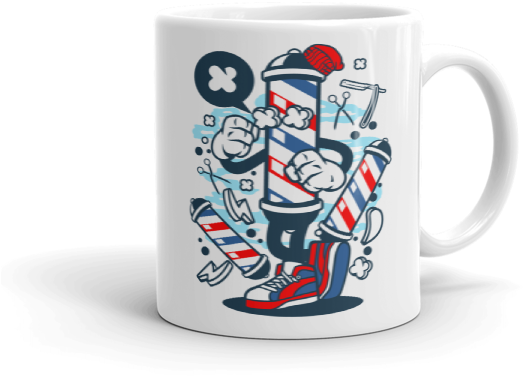 Barbershop Themed Mug Design PNG Image