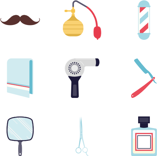 Barbershop Tools Icons PNG Image