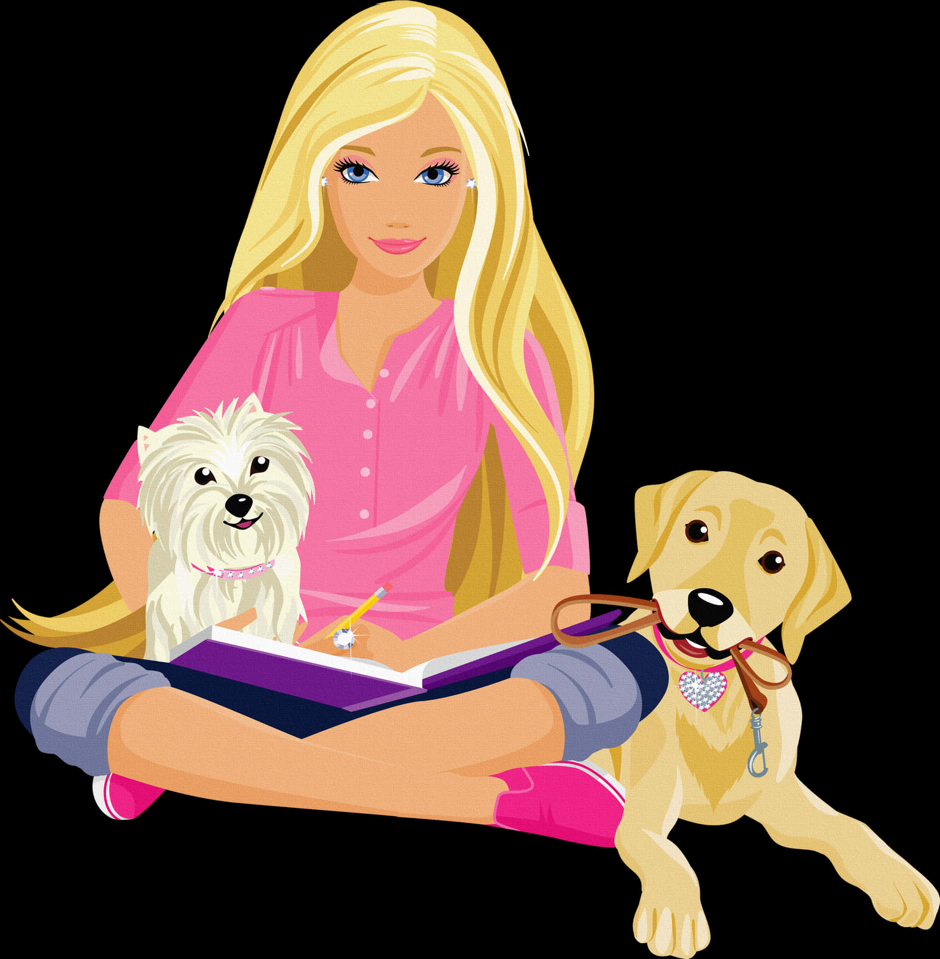 Barbieand Pets Relaxing Time PNG Image