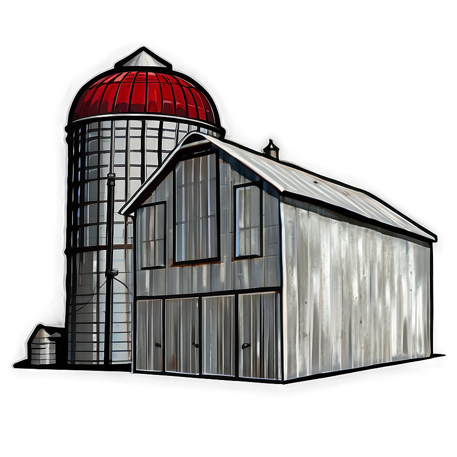 Barn And Silo Combo Png Uvr73 PNG Image