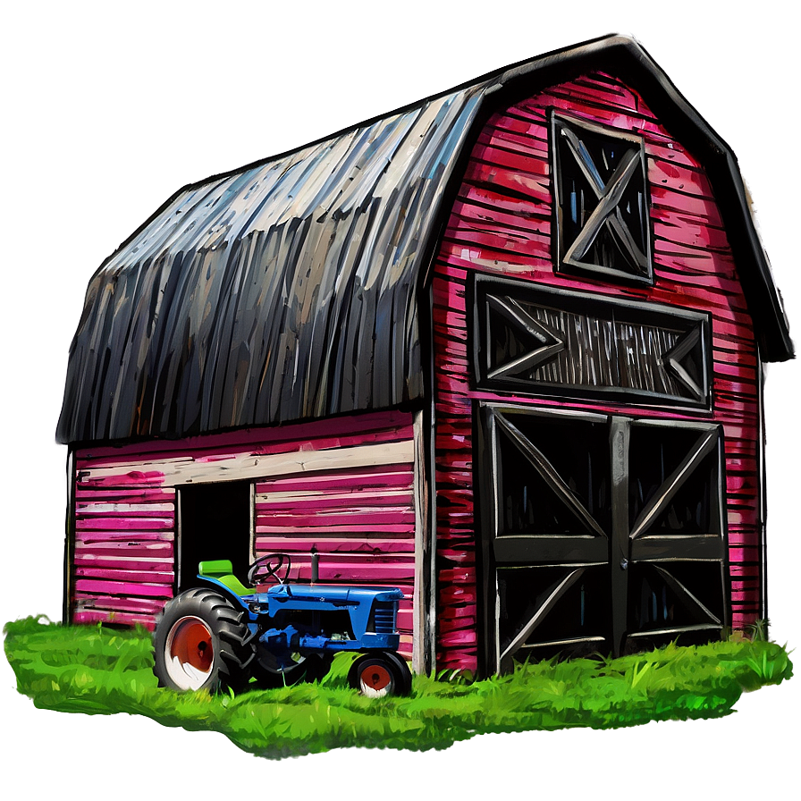 Barn With Tractor Png Esp PNG Image