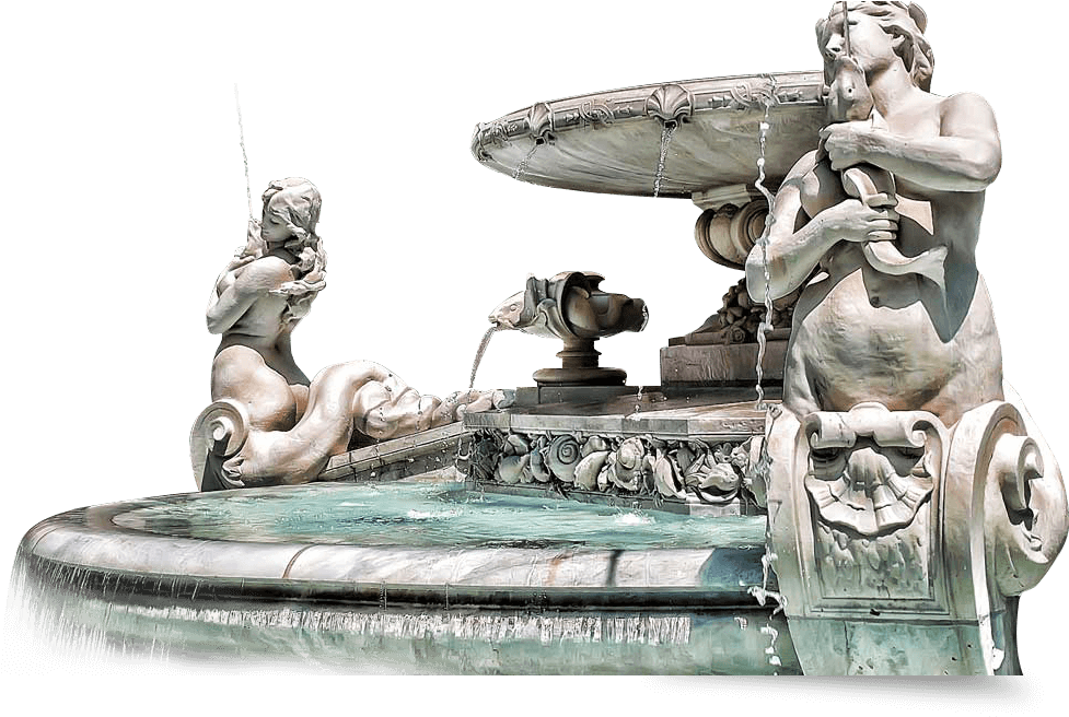 Baroque Style Sculptural Fountain PNG Image