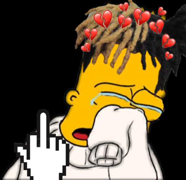 Bart Simpson Love Heartbreak Middle Finger PNG Image