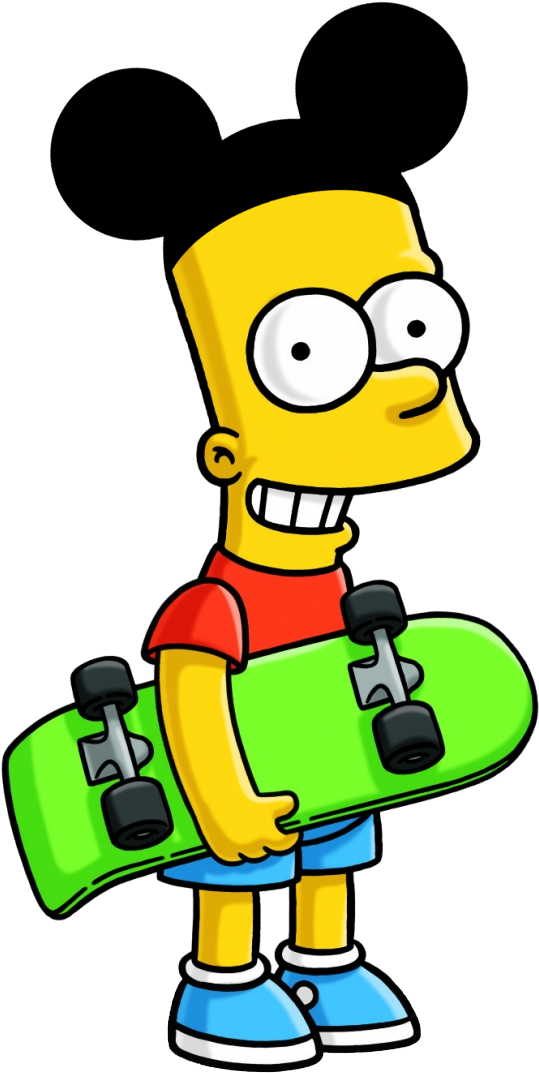 Bart Simpson Mickey Ears Skateboard.png PNG Image