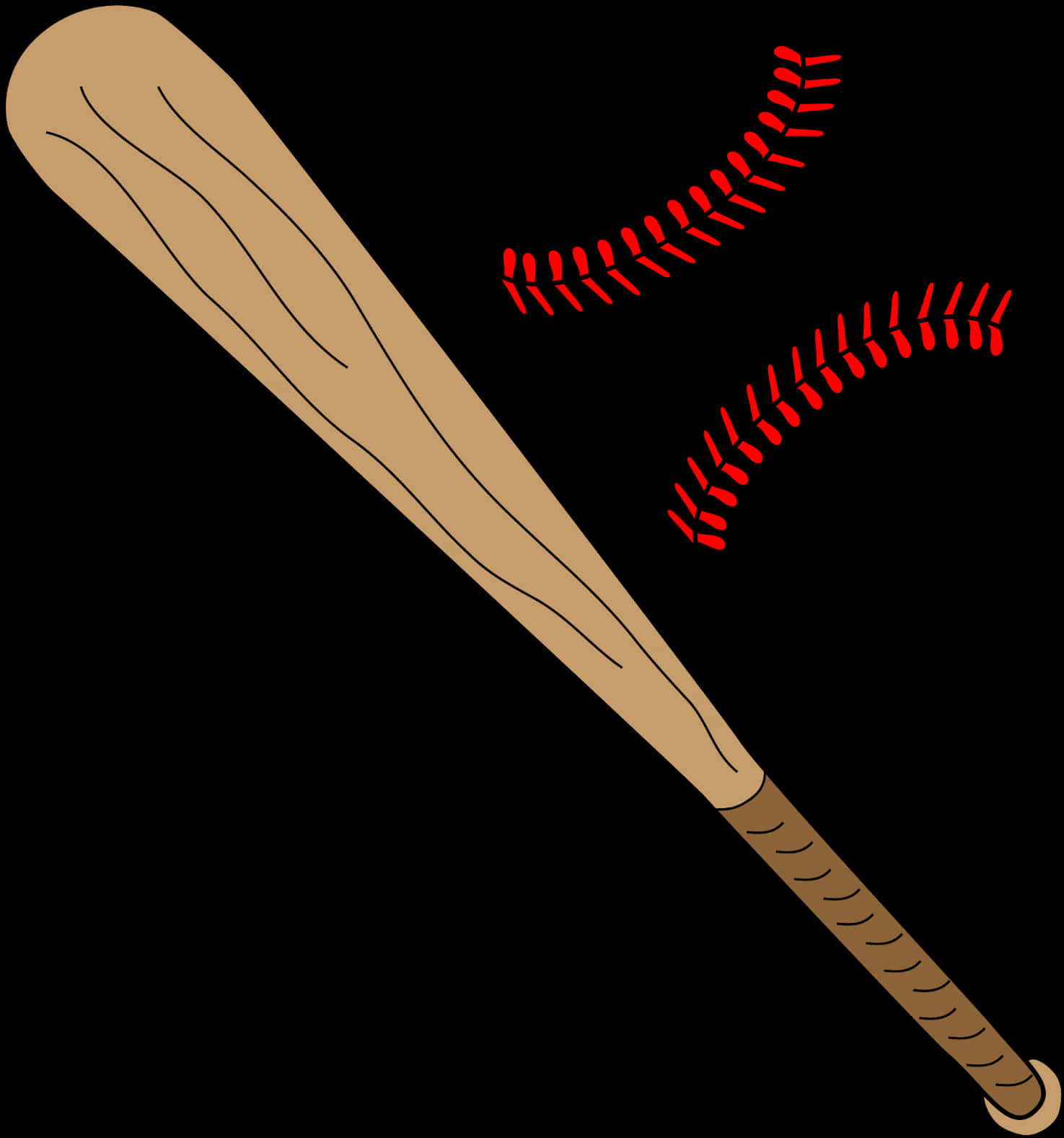 Baseball Batand Ball Stitches PNG Image