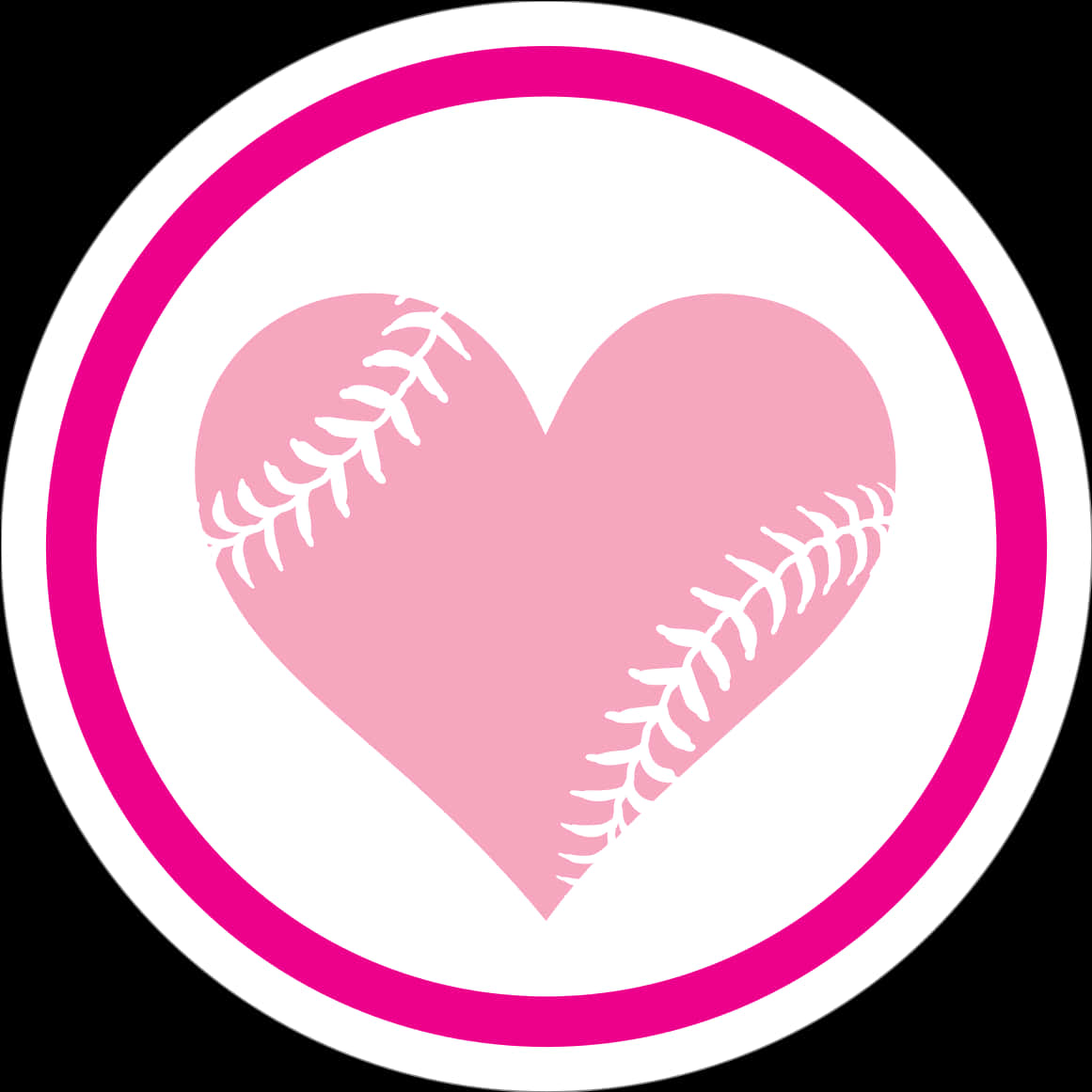 Baseball Heart Graphic Pinkand White PNG Image