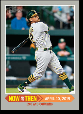 Baseball Player Swing Action Card PNG Image