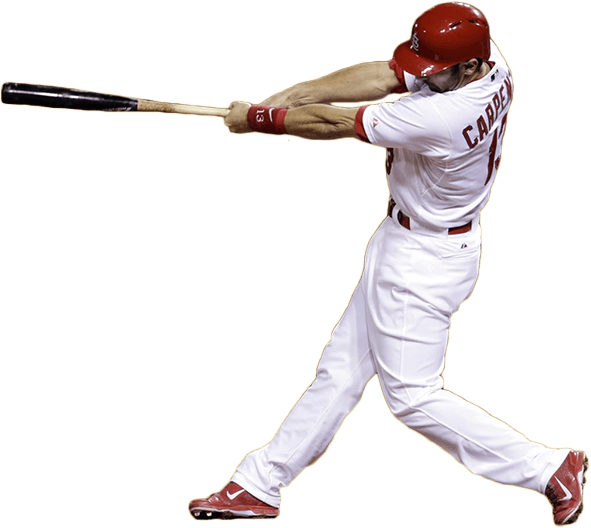 Baseball Player Swinging Bat Cardinals PNG Image