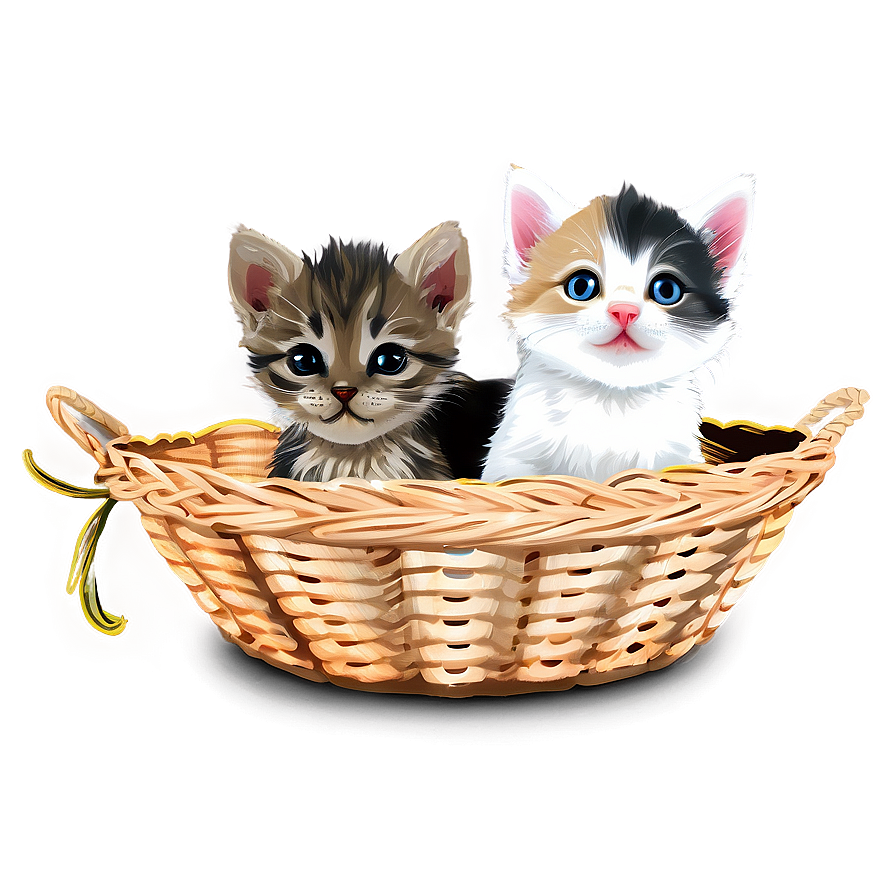 Basket Of Kittens Png Ovp PNG Image