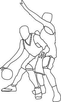 Basketball Dribble Defense Silhouette PNG Image