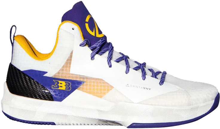 Basketball Shoe White Purple Yellow PNG Image