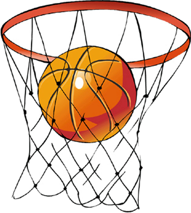 Basketball Swishing Through Hoop PNG Image