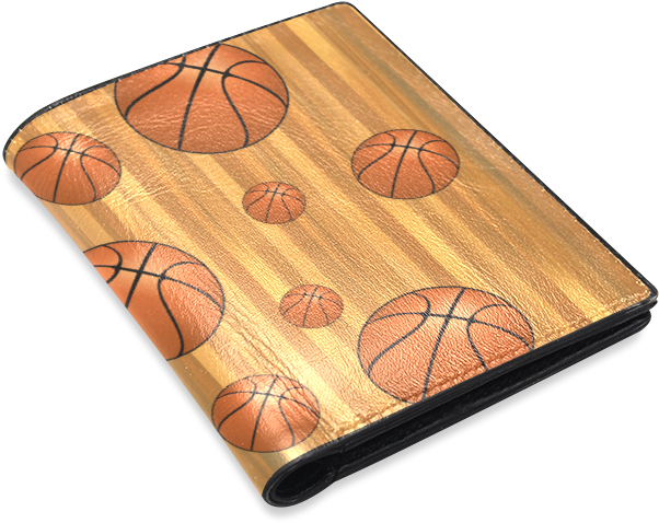 Basketball Theme Wooden Wallet PNG Image