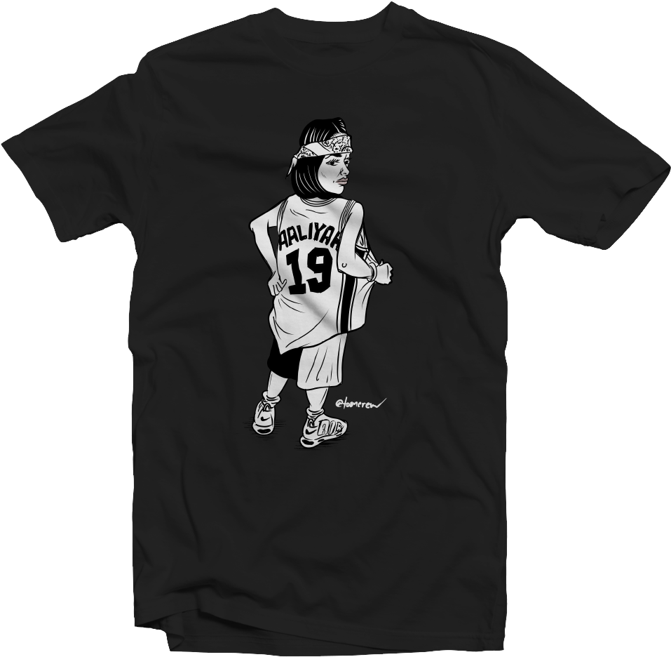 Basketball Themed Aaliyah T Shirt Design PNG Image