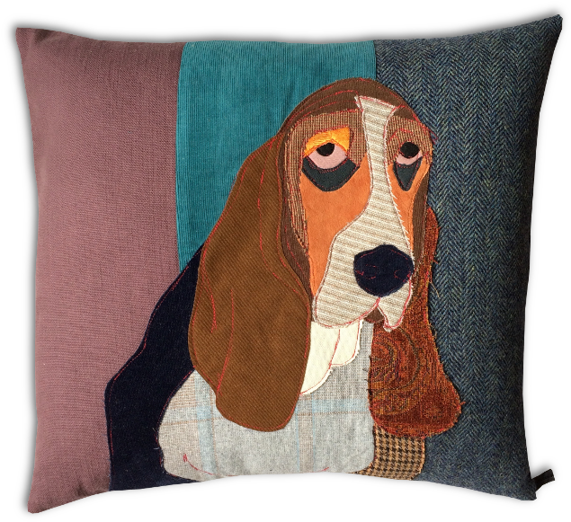 Basset Hound Embroidered Pillow PNG Image