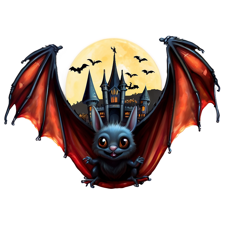 Bats And Gothic Castle Png Fft PNG Image