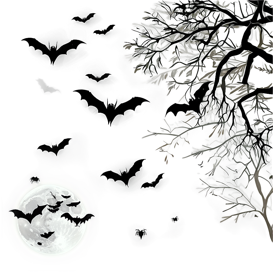 Bats On Halloween Night Png Gba PNG Image