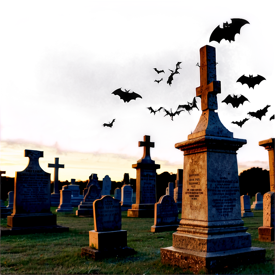 Bats Over Graveyard Png Chv43 PNG Image