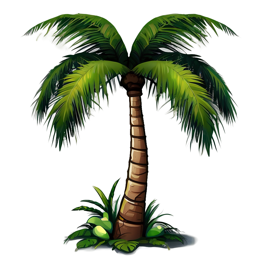 Beach Cartoon Palm Tree Png Eof16 PNG Image