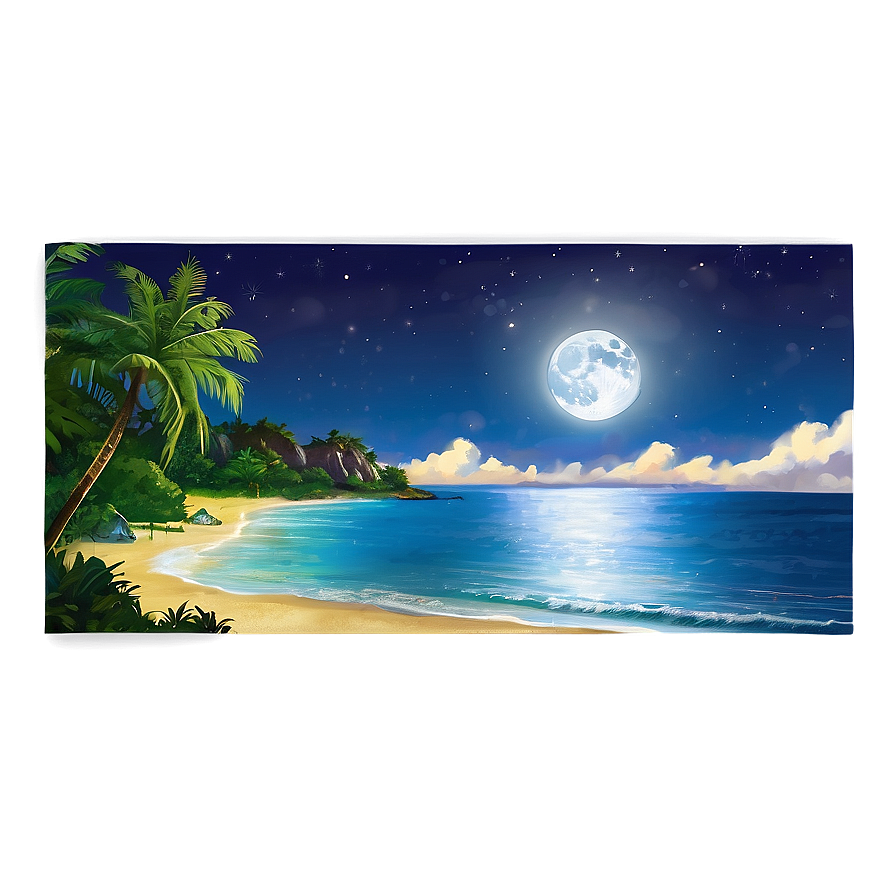 Beach Moonlight View Png 06132024 PNG Image