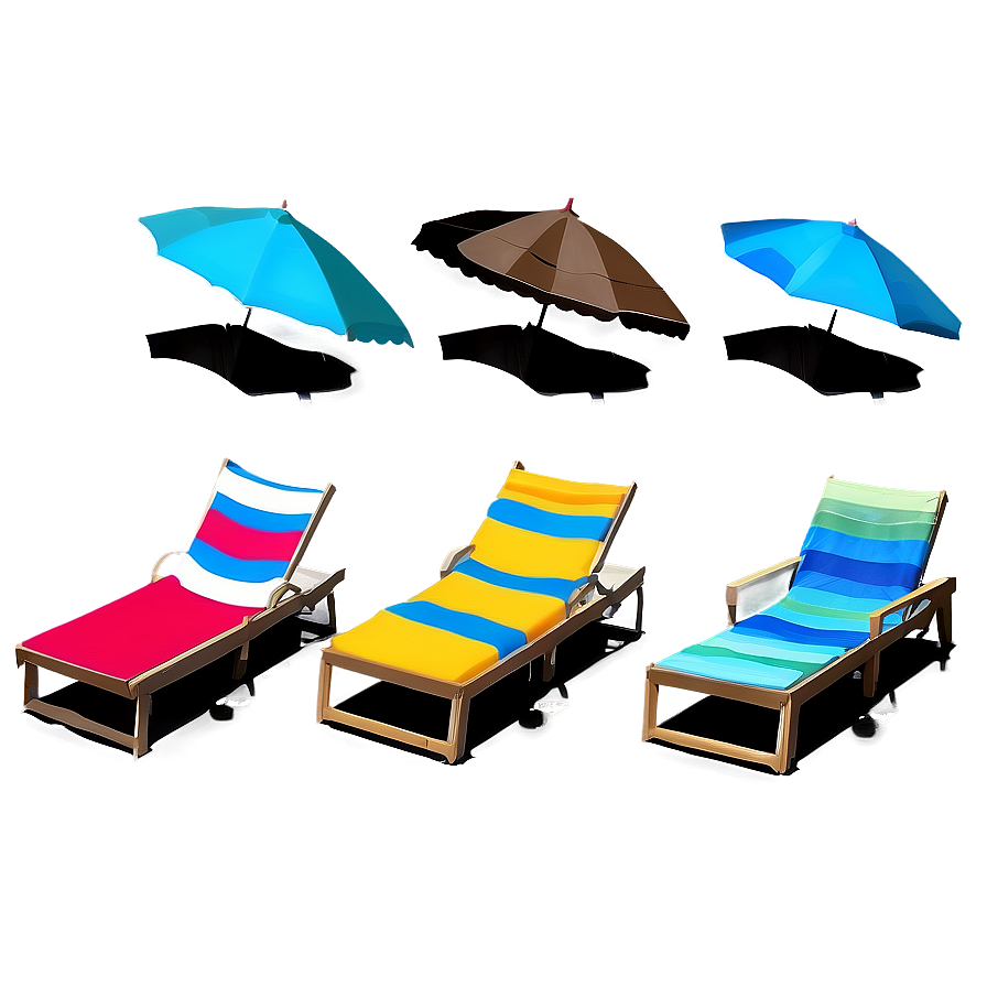 Beach Sunshade Loungers Png Lgs3 PNG Image