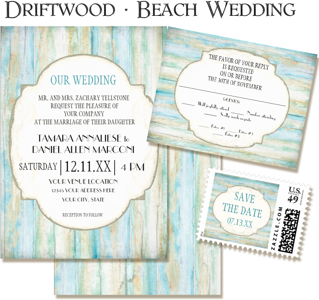 Beach Wedding Invitation Set PNG Image