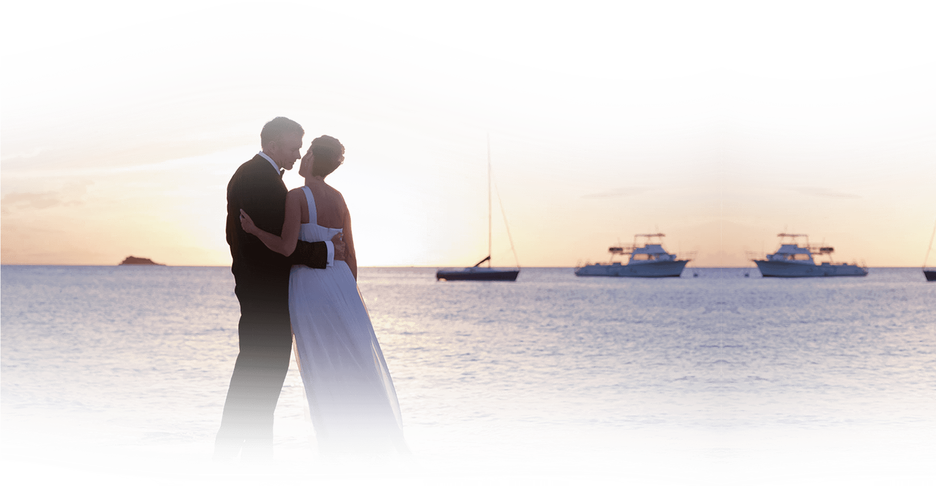 Beach Wedding Sunset Embrace PNG Image