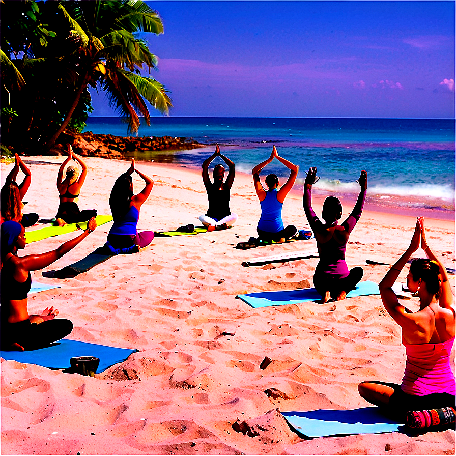 Beach Yoga Session Png 21 PNG Image