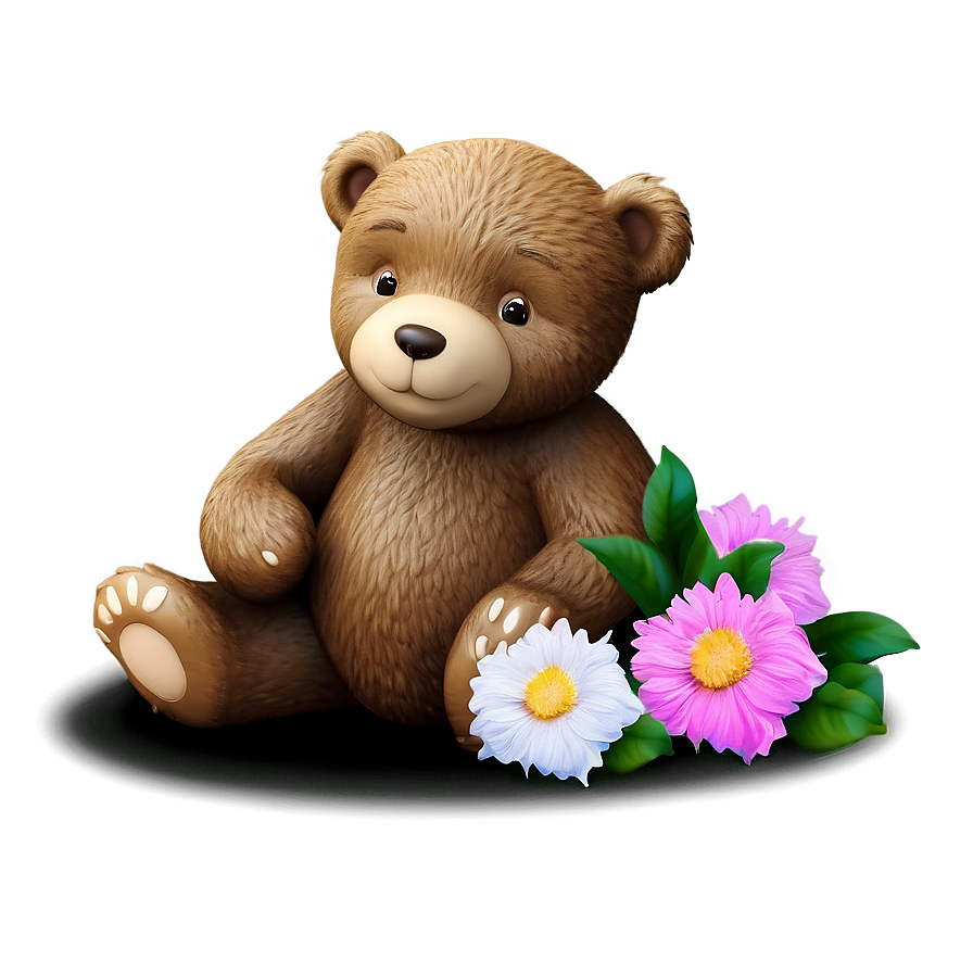 Bear And Flowers Png 05032024 PNG Image