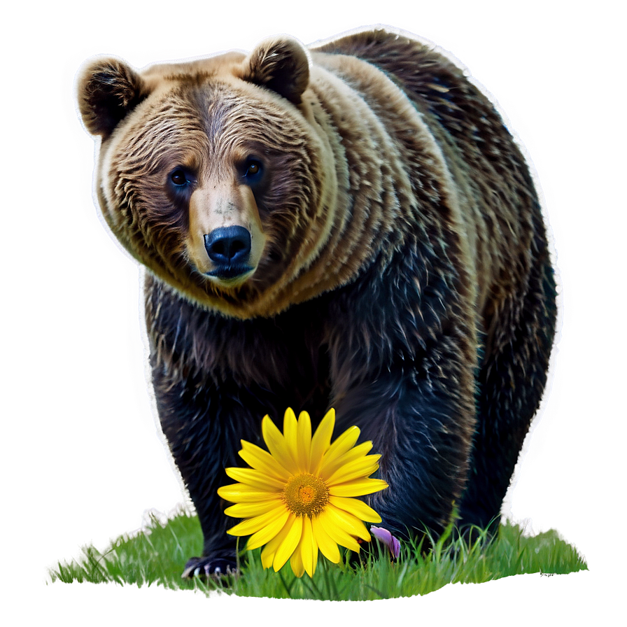 Bear And Flowers Png Grj48 PNG Image