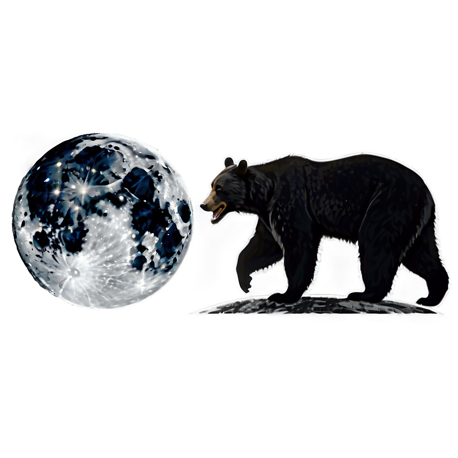 Bear And Moon Png Dfh PNG Image