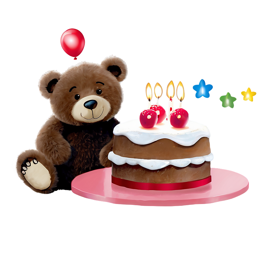 Bear With Cake Png Oyk PNG Image