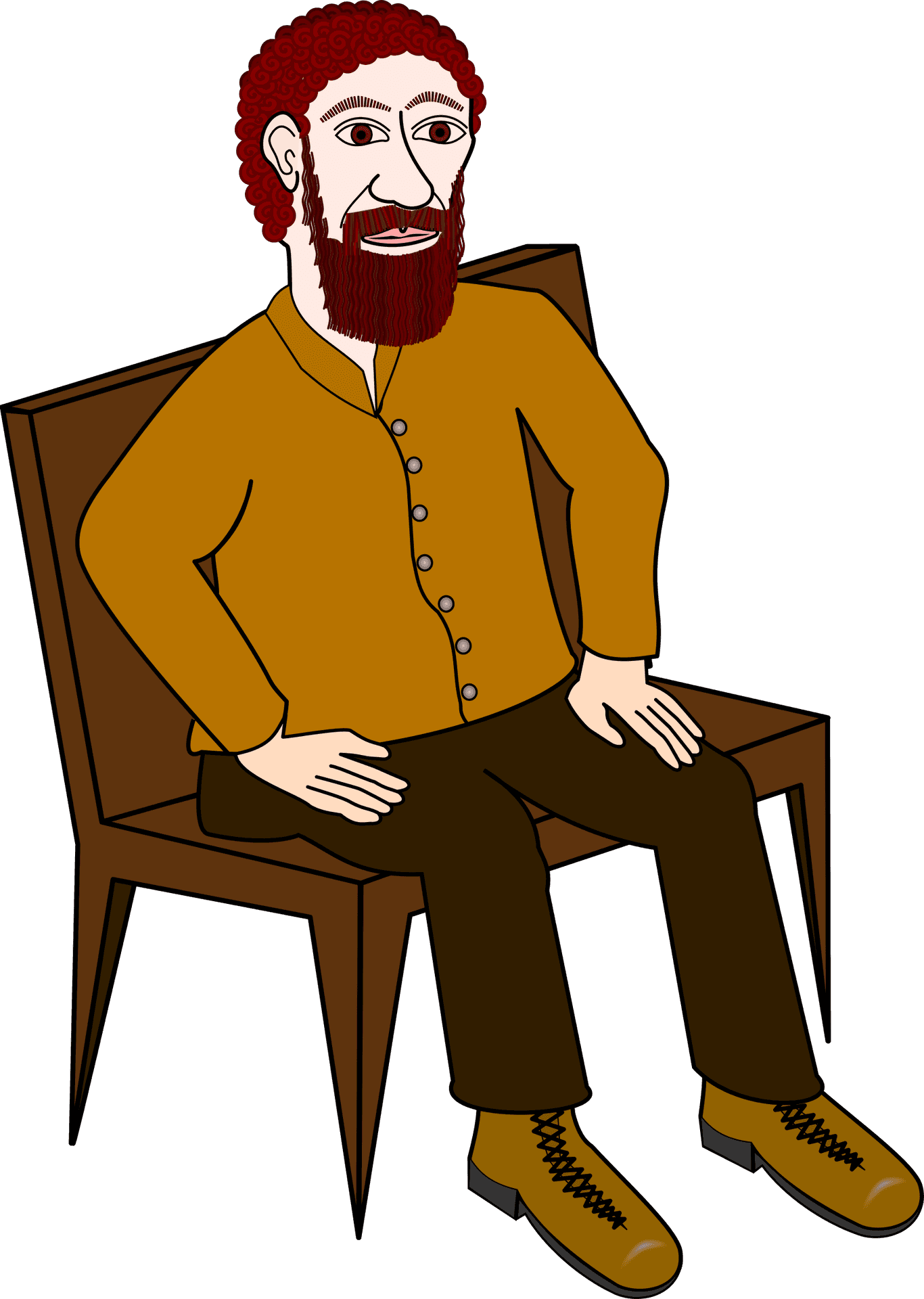 Bearded Man Sittingin Chair Illustration PNG Image