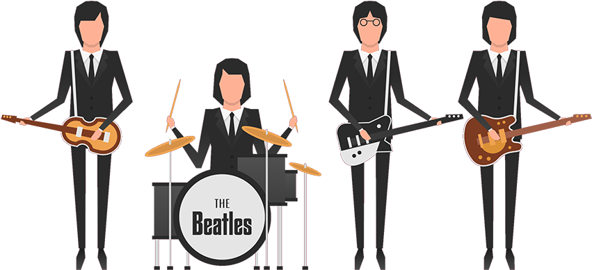 Beatles Animated Band Setup PNG Image