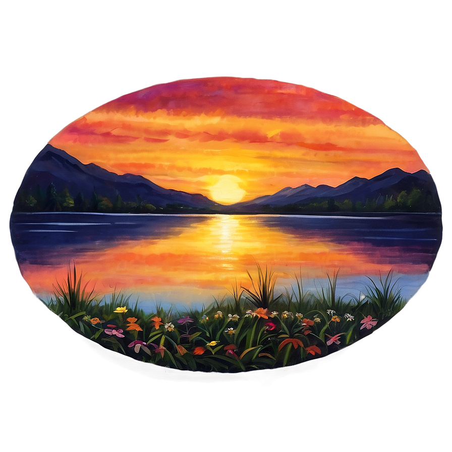 Beautiful Sunset Painting Png Hcn PNG Image