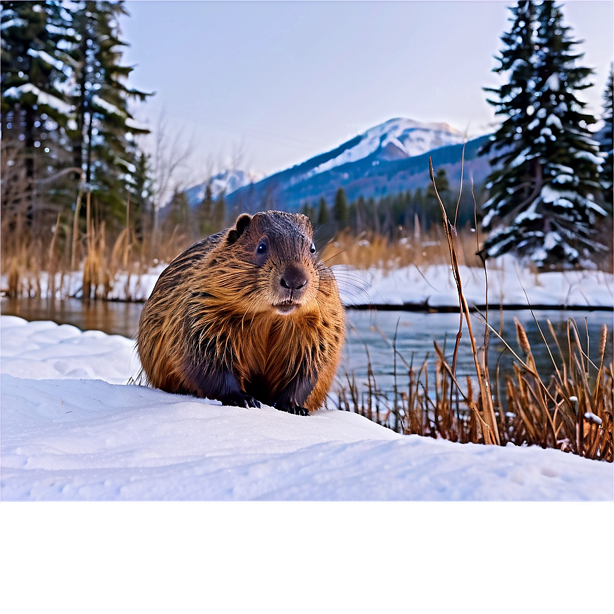 Beaver In Snowy Landscape Png Lju20 PNG Image