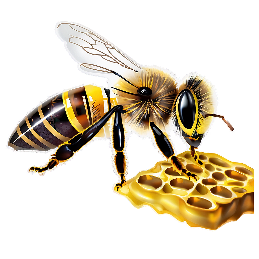 Bee On Honeycomb Png 06252024 PNG Image