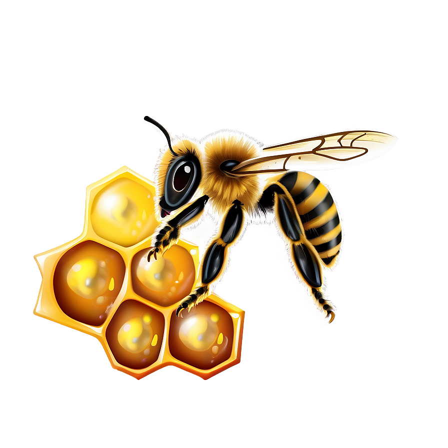 Bee On Honeycomb Png 55 PNG Image