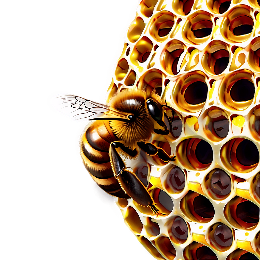 Bee On Honeycomb Png Gtn PNG Image