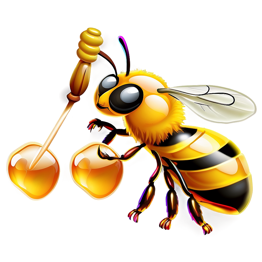 Bee With Honey Dipper Png Ytt61 PNG Image