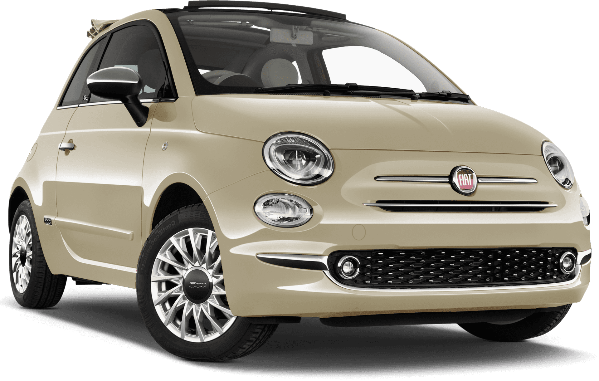 Beige Fiat500 Side View PNG Image