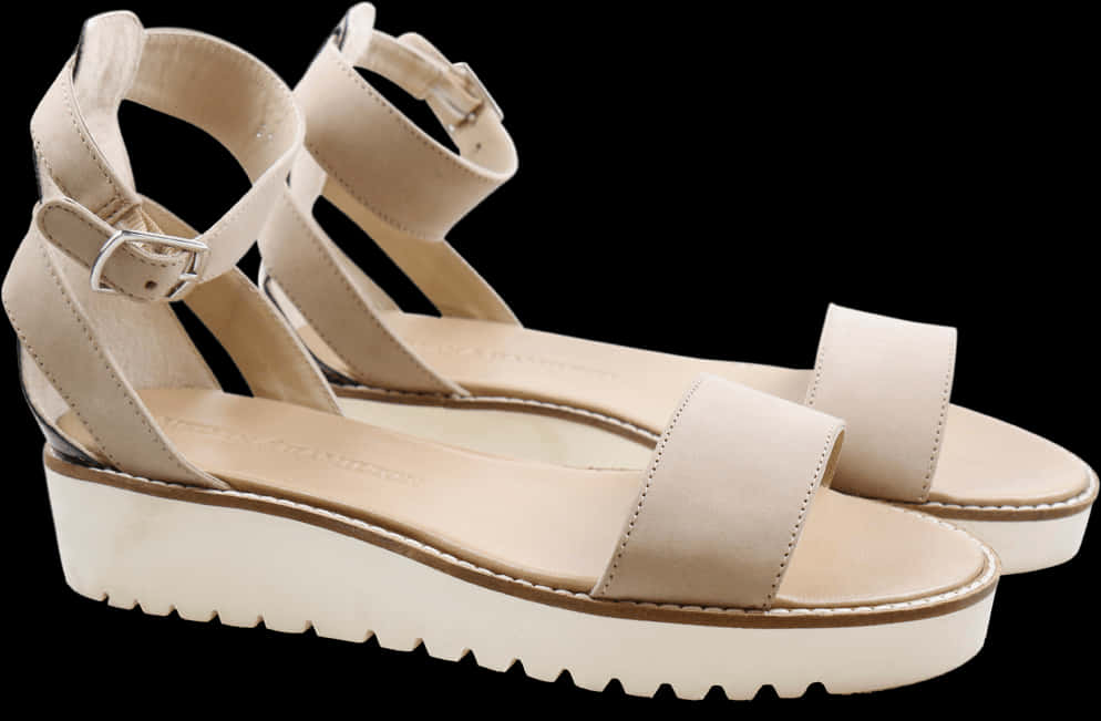 Beige Platform Sandals PNG Image